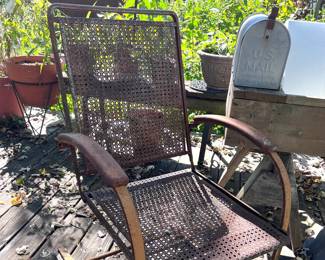Vtg. Metal paito rocking chair
