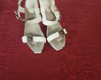 18.	Gucci White Leather Platform Ankle Strap Size 36 ½ $200.00