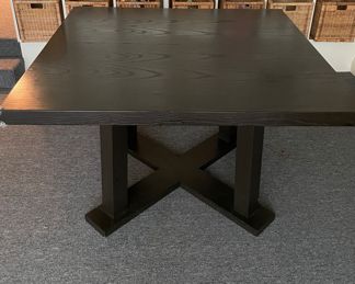 Walnut Veneer Pedestal Dining / Game Table. Measures 48" x 48" x 29.5"H. Photo 2 of 2.