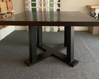 Walnut Veneer Pedestal Dining / Game Table. Measures 48" x 48" x 29.5"H. Photo 1 of 2.