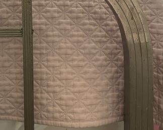 Vintage Metal Queen Bed Frame with Decorative Floral Garland Swags. Photo 4 of 4.