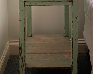 Antique Pale Green "Shabby Chic" / Farmhouse Style Side Table - 2 Available. Each Measures 15" W x 14" D x 30" H. Photo 2 of 4.