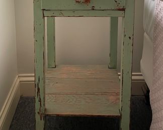 Antique Pale Green "Shabby Chic" / Farmhouse Style Side Table - 2 Available. Each Measures 15" W x 14" D x 30" H. Photo 1 of 4.