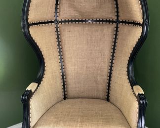 Jayson Home Vintage Ebonized Wood Porter Chair. Measures 30" W x 30" D x 60" H. Photo 1 of 4.