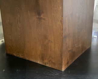 Custom Wood Pedestal Dining Table with 74" D Glass Topper. Comes with 2 Tables Clothes. Photo 2 of 2.