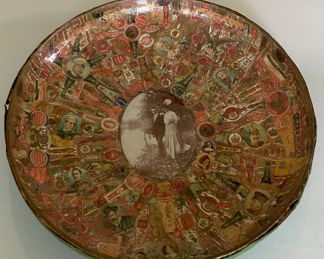 Folk Art Cigar Label Decoupage Dish.