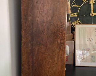 Antique Biedermeier Burl Wood Secretary with Black Leather Drop Leaf Top. Measures 42" W x 21" D x 65"H. Drop Front Extends And Additional 22". Photo 3 of 6.