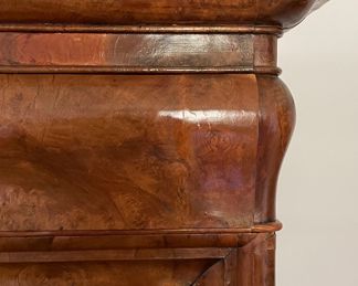 Antique Biedermeier Burl Wood Secretary with Black Leather Drop Leaf Top. Measures 42" W x 21" D x 65"H. Drop Front Extends An Additional 22". Photo 2 of 6.