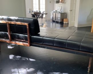 Mid-Century Faux Leather Upholstered Daybed. Measures 75" L x 30" D with 18" Seat Height. Photo 2 of 6.