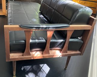 Mid-Century Faux Leather Upholstered Daybed. Measures 75" L x 30" D with 18" Seat Height. Photo 3 of 6.