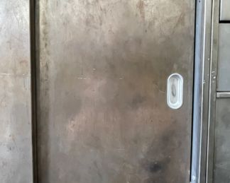 Mid-Century Metal Sliding 2-Door Credenza with 6 Drawers. Measures 70" W x 20" D x 29" H. Photo 5 of 6.