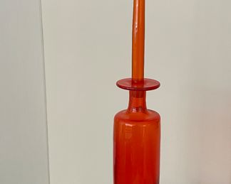 Decorative Red Glass Vase with Stopper.