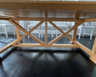 Rustic Oak Pedestal Farm Table. Measures 90" W x 50" D x 29.25" H with 28.5" Clearance. Photo 2 of 3.