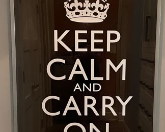 Keep Calm and Carry On Framed Poster. Measures 37" x 49".