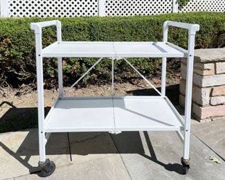 White Metal Bar Cart on Casters.
