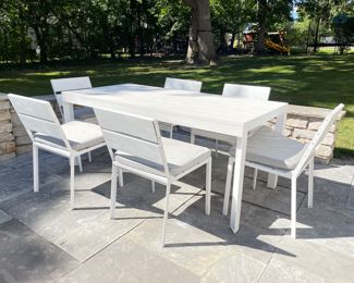 Modern Outdoor Dining Set. Table Measures 34" D x 72" W. Photo 1 of 2.