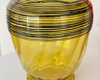 Vintage Czech Yellow Glass Vase.