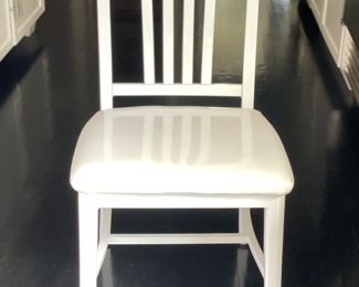 Set of 10 Emeco Navy Semi-Upholstered White Dining Chairs. Each Measures 18" W x 16" D with 18" Seat Height. Photo 1 of 4.