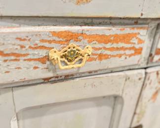 Vintage Hand-Stenciled Country French / Shabby Chic-Style Cabinet. Photo 3 of 3.