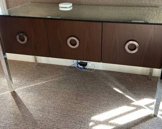 Mid-Century Sideboard with Glass Top.