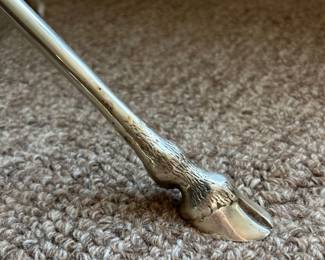 Glass-Tip "Polished Nickel" Finish Pedestal Table with Hoof Feet. Photo 2 of 2.