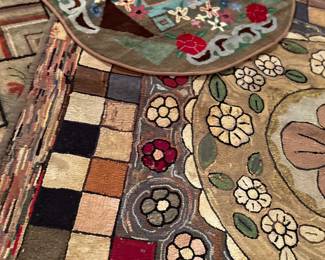 Sample of Vintage & Antique Wool Hooked Rugs.