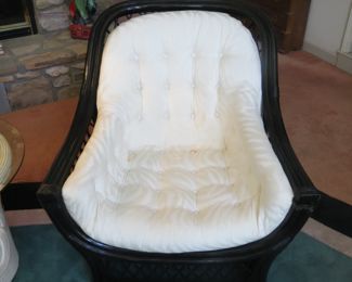 A PAIR OF THESE CHAIRS WITH ONE OTTOMAN.