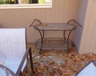 Brown Jordan outdoor rolling cart