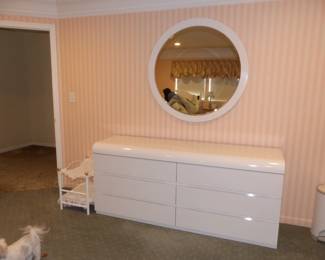 White formica dresser & mirror