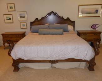 King size bed & night tables (no mattress/box spring)
