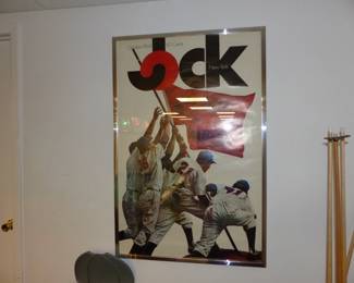 Framed sports memorabilia