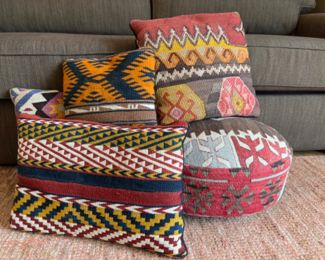 Woven Tapestry Pillows & Ottoman