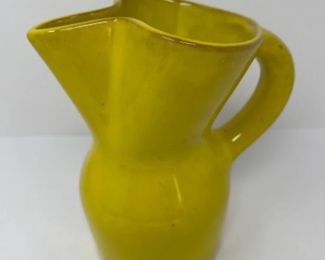 Yellow Rustic French Pottery Pitcher - 7.5"T