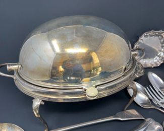 Collection of Vintage & Antique Silver Plate Tablewares - Roll Top Dish