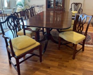 Chippendale Style Solid Wood Table & Chairs + Antique Chair