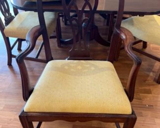 Chippendale Style Solid Wood Table & Chairs + Antique Chair