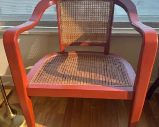 Edward Wormley Style Cane Bucket Chair - Vintage