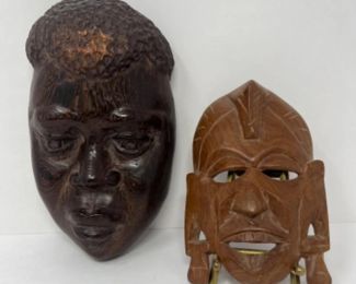 Vintage Hand Carved Wood African Masks - Tribal Art