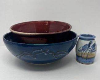 Signed Studio Art Pottery Trio