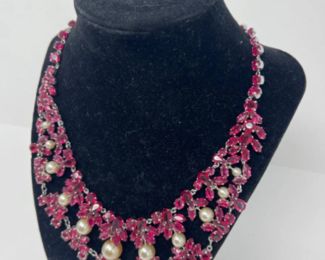 Vintage German Rhinestone Necklace - Costume Jewelry