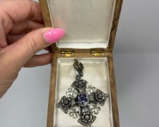 Jerusalem Cannetille Crusaders Cross Pendant