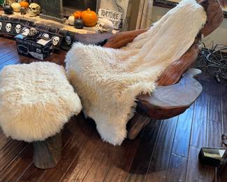 Neanderthal Chair - circa 1970 - California- petrified wood