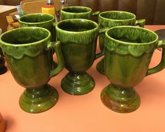 Handcrafted 1970s footed mugs