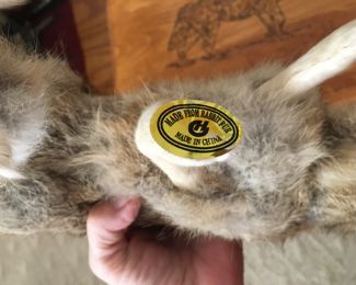 Rabbit fur wolf statue