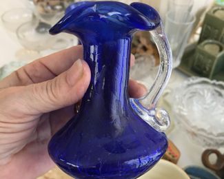 Handmade blue glass cruet