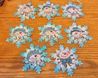Set of 8 snowman ornaments new