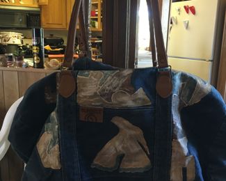 painted jean duffle bag