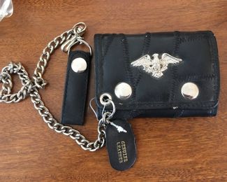 Leather biker wallet w/eagle new