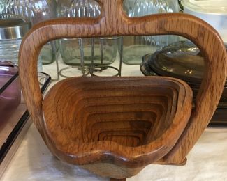 Apple accordion bowl oak