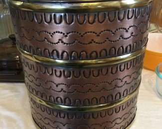 Copper punched tin waste basket